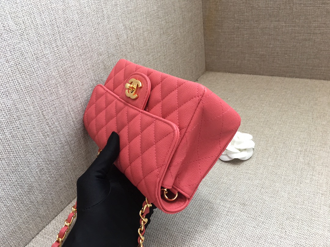 Small Classic Flap Caviar Bag A01116 Rogue Red/Gold